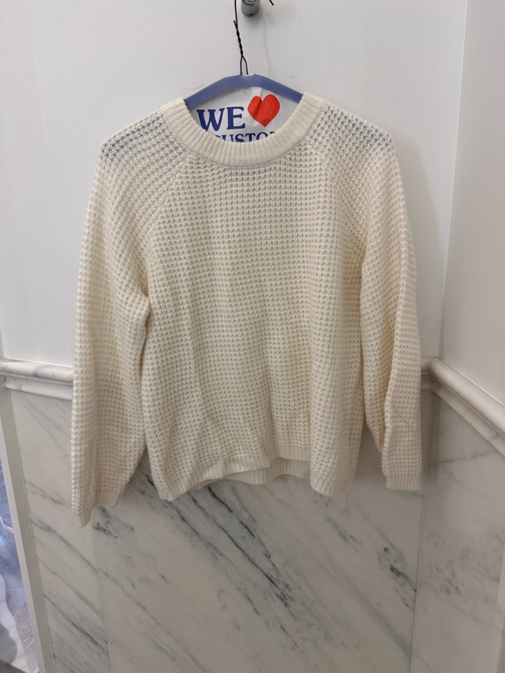 Classic Cream Waffle-Knit Girl’s Sweater